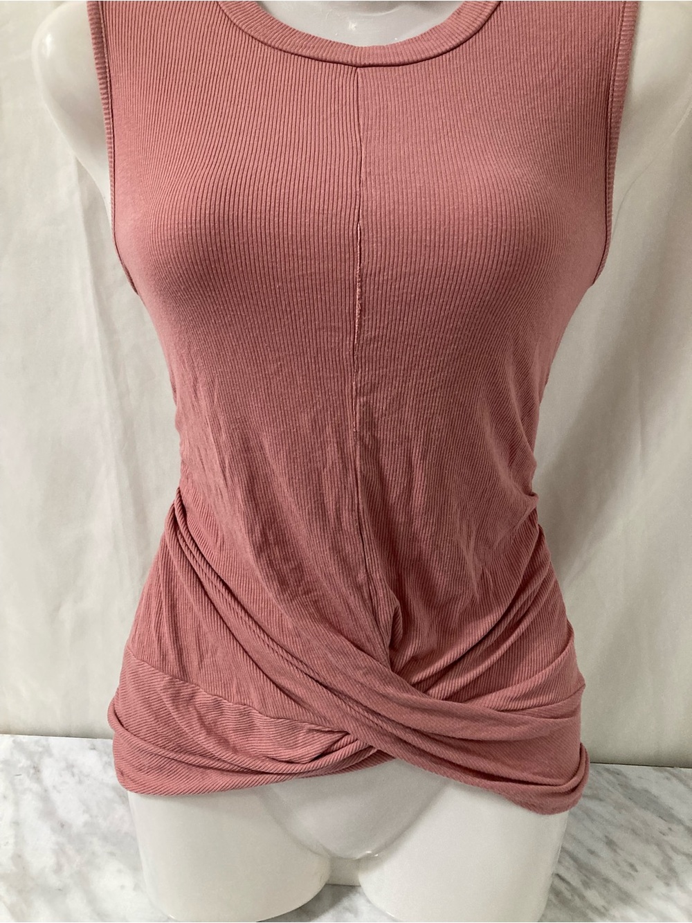SHEIN Dusty Rose Ribbed Twist Front Tank Top Size XL Y2K